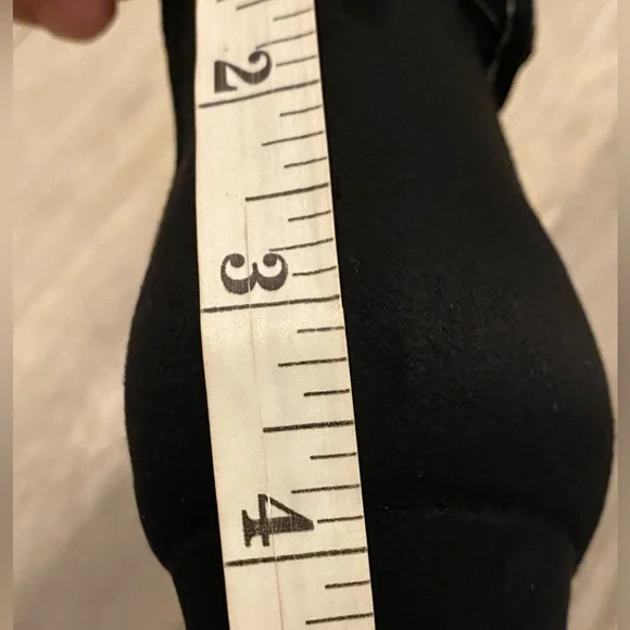 Athlefit Black High Heels Platform Block Heel Chunky Faux Suede Ankle Strap 7.5 - Picture 15 of 16